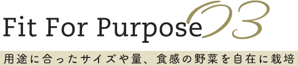 Fit For Purpose 用途に合ったサイズや量、食感の野菜を自在に栽培